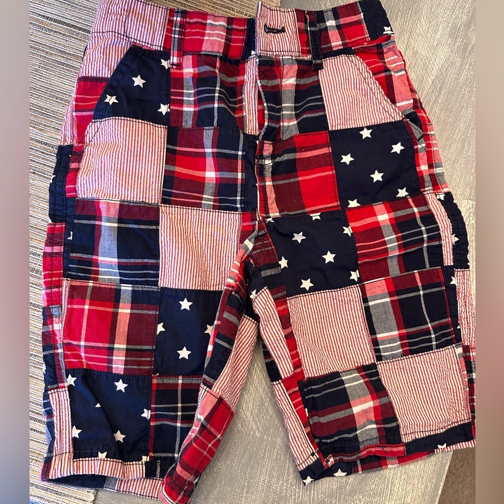 Gymboree Boys Chambray Red White and Blue Shorts, worn once